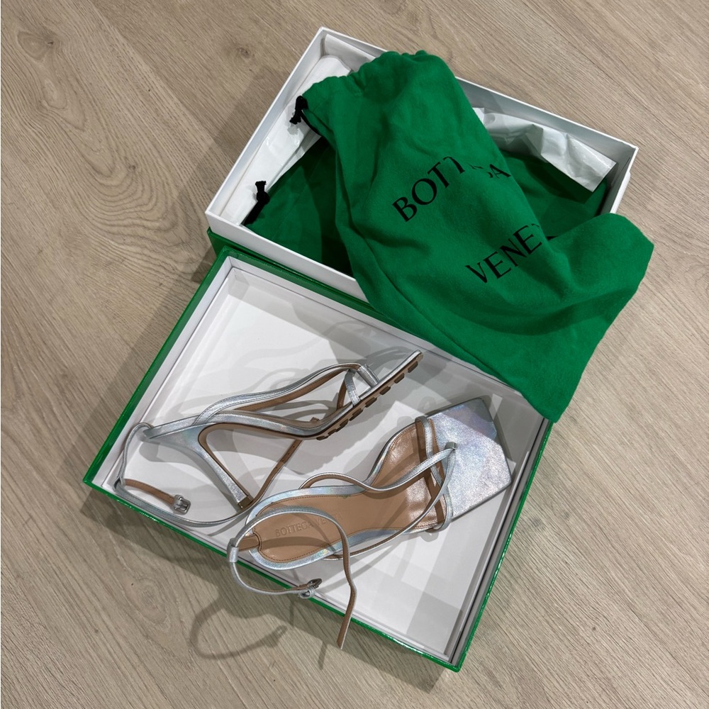 Bottega Veneta  Laser Nappa Stretch Multi Strap Sandals Moon Drop